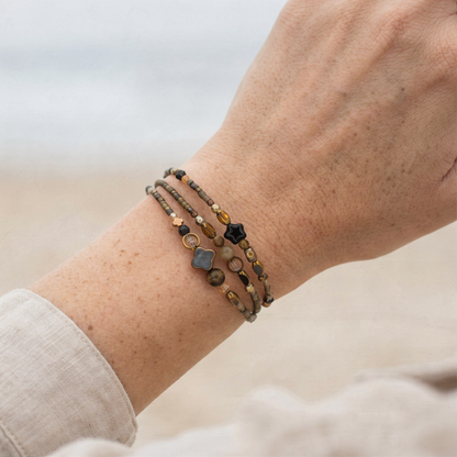 MENDOZA - Bracelet femme 3 rangs œil de tigre - porte