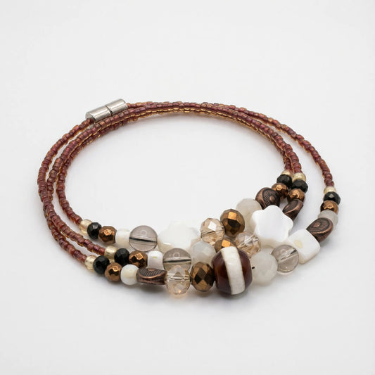 ROSARIO - Bracelet femme 3 rangs nacre étoile