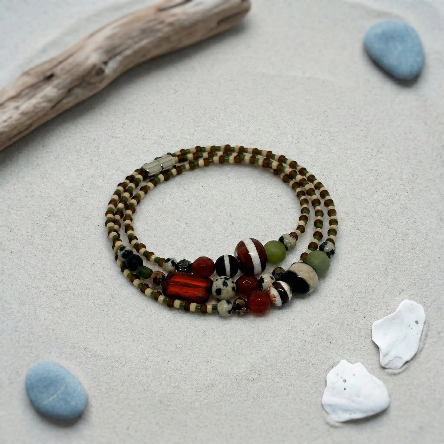 BUENOS AIRES - Bracelet femme 3 rangs jaspe - zoom