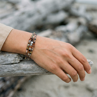 MANAUS - Bracelet femme 3 rangs ambre - vue detail