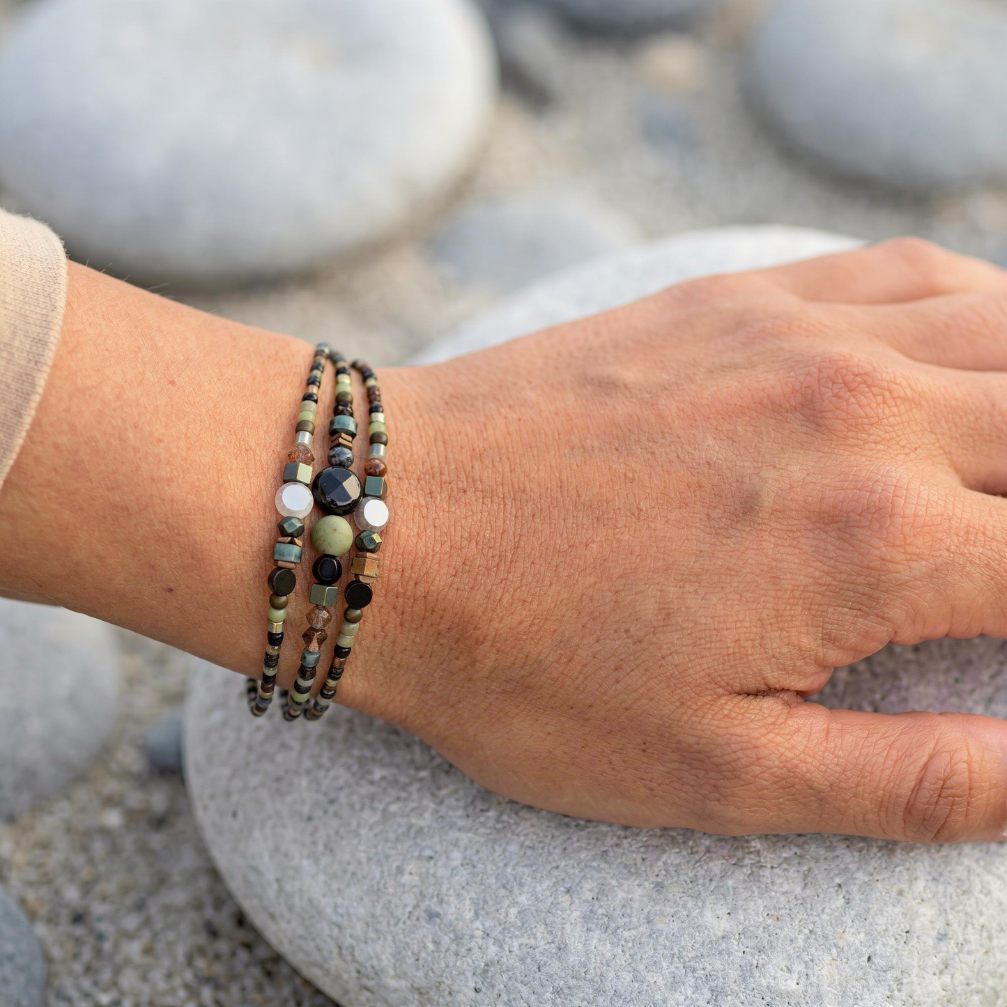 HANOI - Bracelet femme 3 rangs turquoise - porte