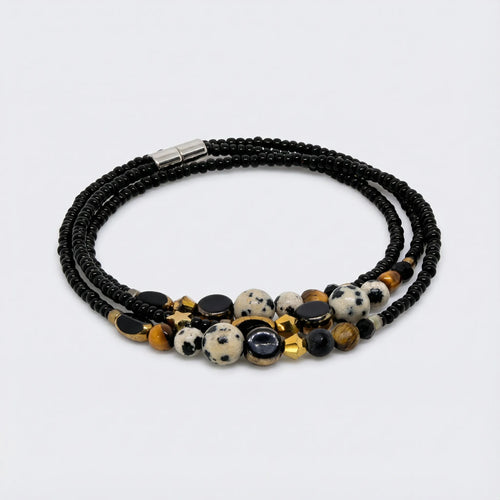 PATTAYA - Bracelet femme 3 rangs œil de tigre