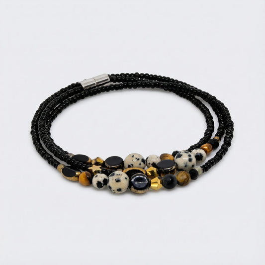 PATTAYA - Bracelet femme 3 rangs œil de tigre