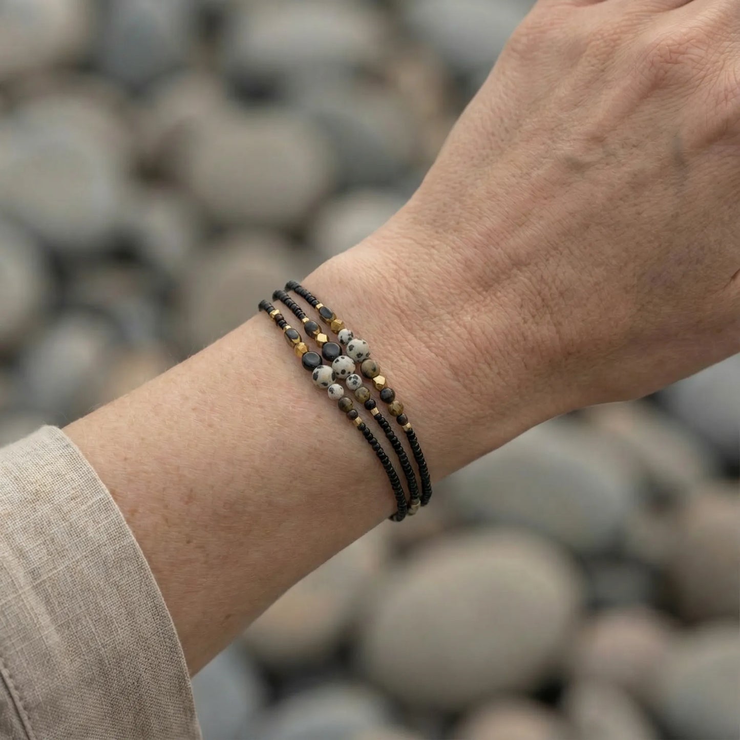 PATTAYA - Bracelet femme 3 rangs œil de tigre - vue detail