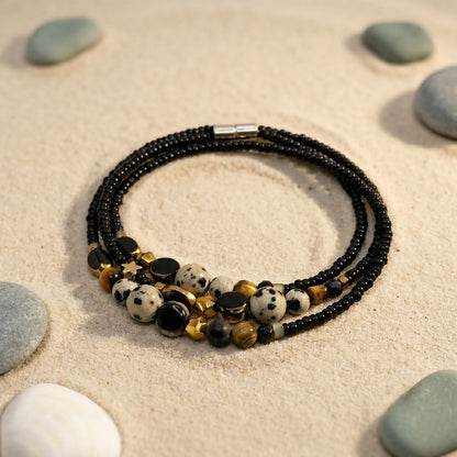 PATTAYA - Bracelet femme 3 rangs œil de tigre - zoom