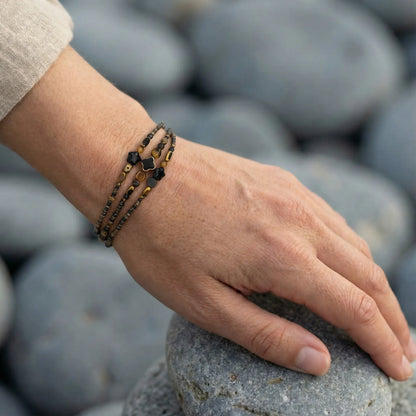 PHUKET - Bracelet femme 3 rangs œil de tigre - vue detail