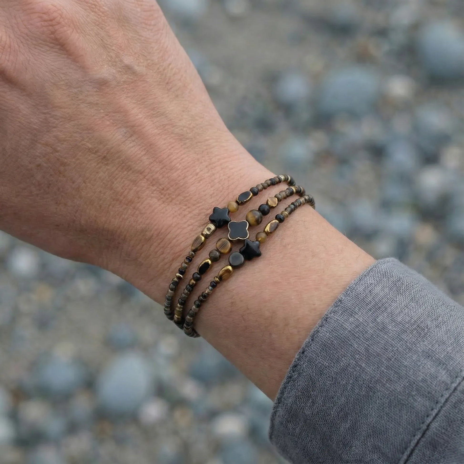 PHUKET - Bracelet femme 3 rangs œil de tigre - porte