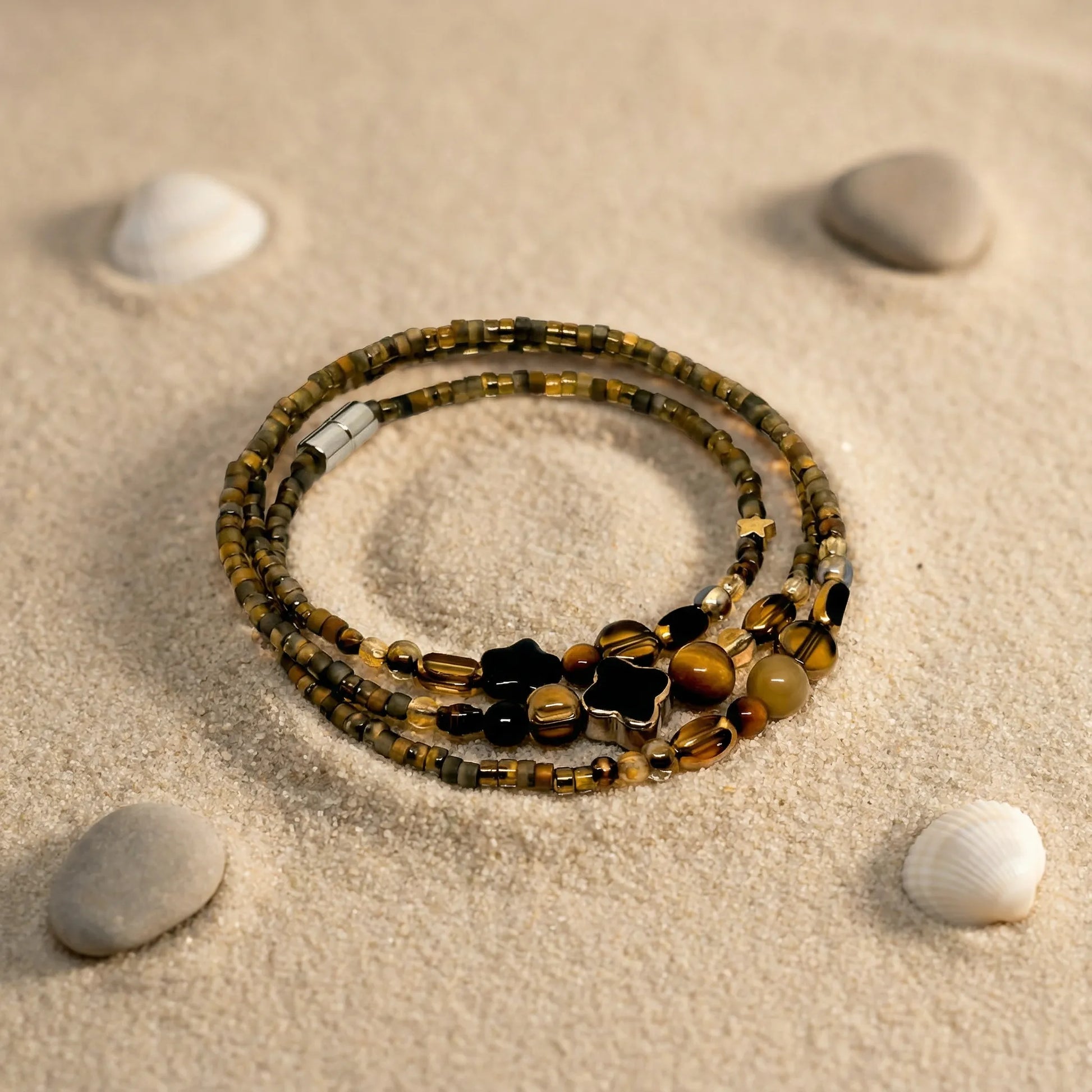 PHUKET - Bracelet femme 3 rangs œil de tigre - zoom