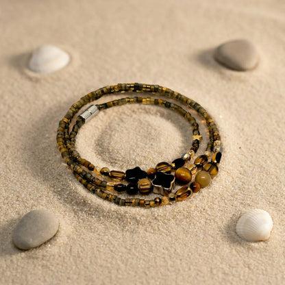 PHUKET - Bracelet femme 3 rangs œil de tigre - zoom