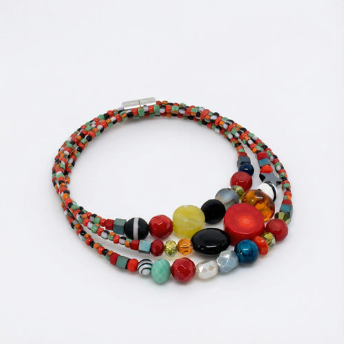 KIGALI - Bracelet femme 3 rangs œil de tigre