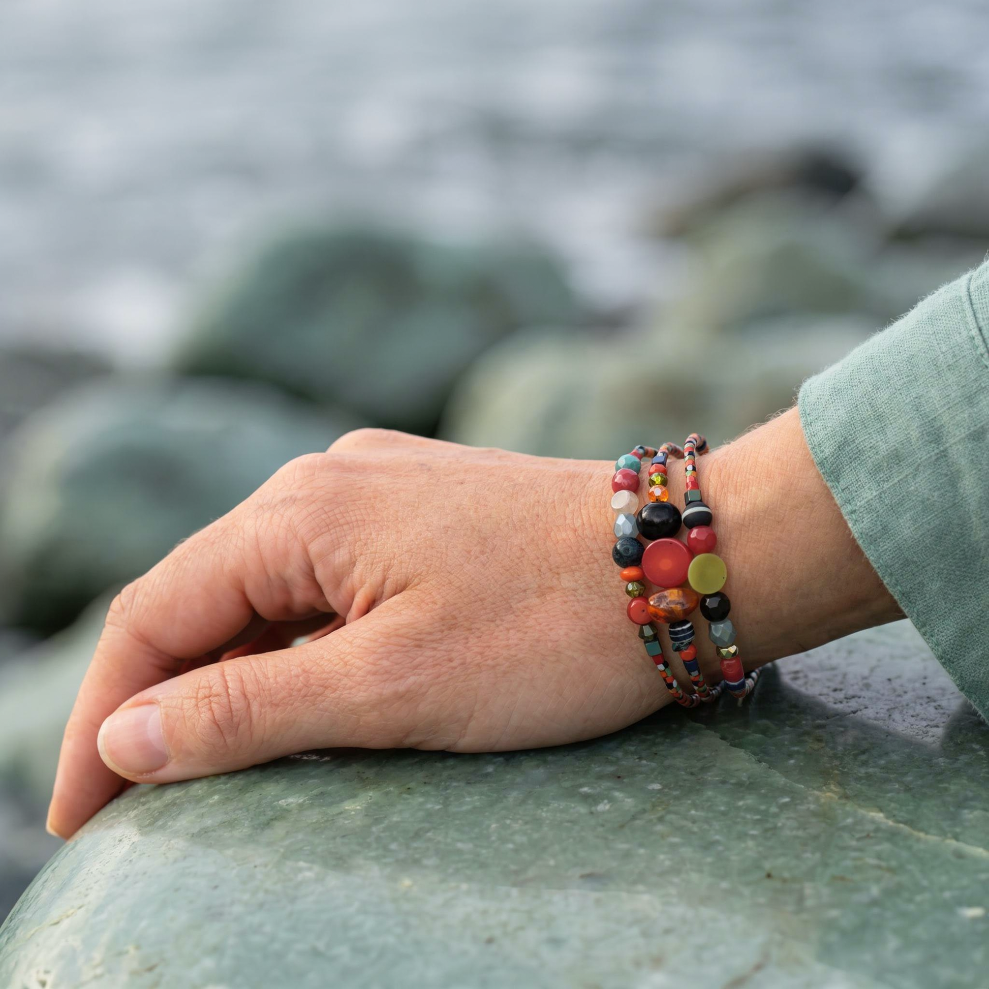 KIGALI - Bracelet femme 3 rangs œil de tigre - porte