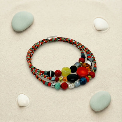 KIGALI - Bracelet femme 3 rangs œil de tigre - zoom