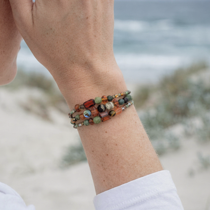 KOBE - Bracelet femme 3 rangs ambre - porte