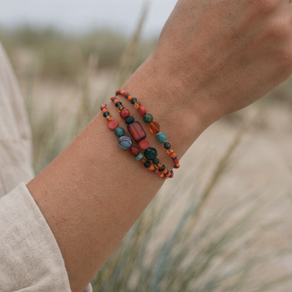 BRAZZAVILLE - Bracelet femme 3 rangs cornaline - porte