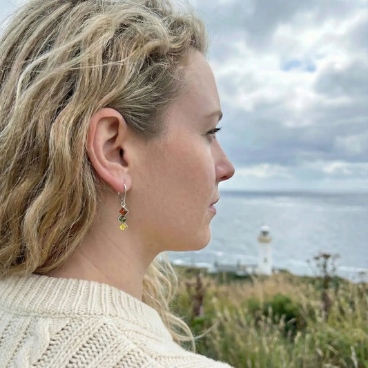 Boucle d'oreille Argent rhodié 925 rhodie Ambre