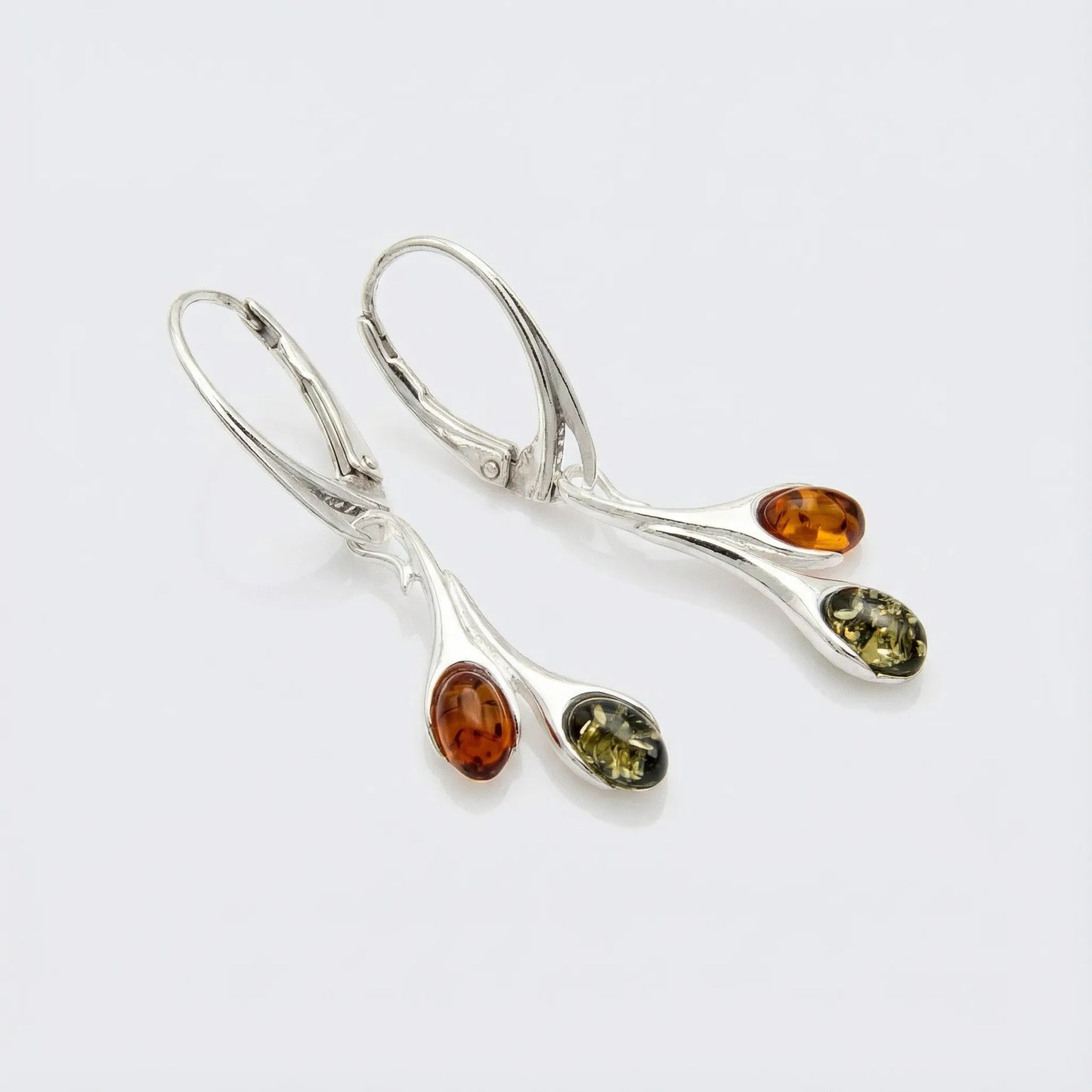 Boucles d'oreilles ambre multicolore ovale modèle 4CVR