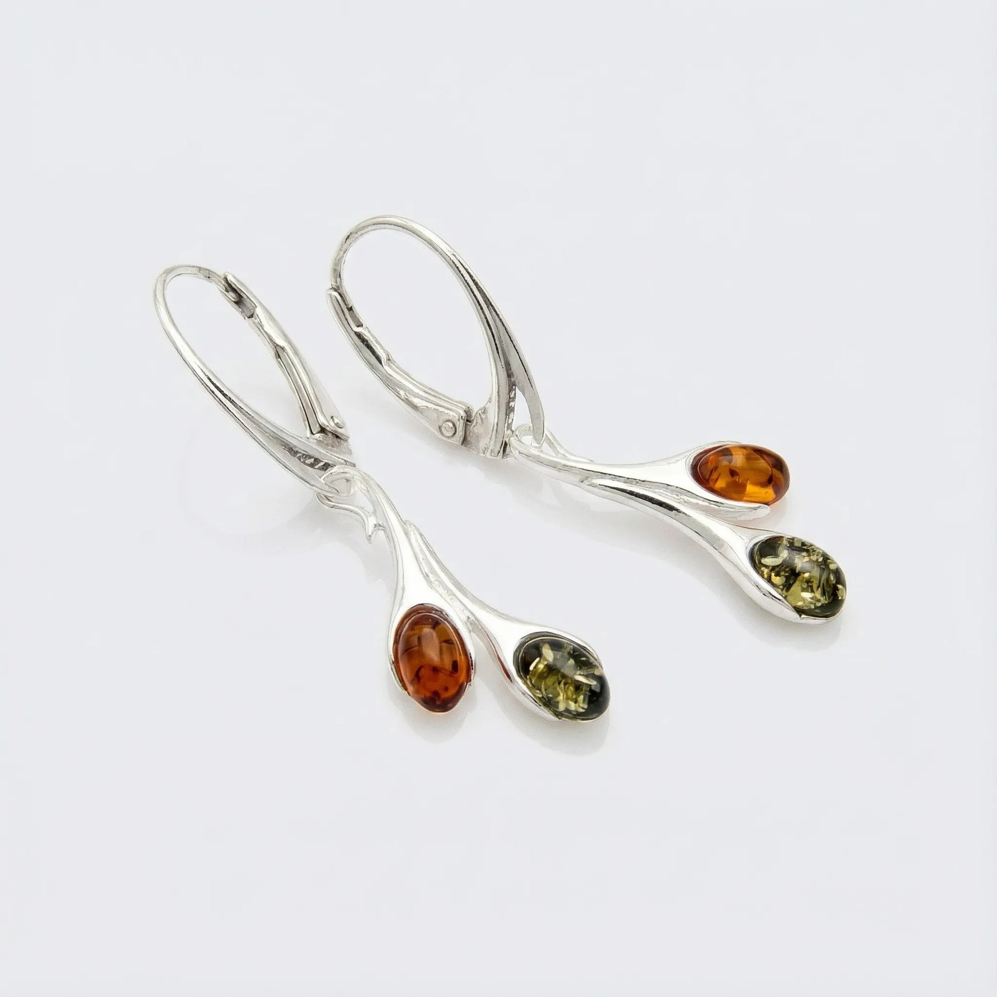 Boucles d'oreilles ambre multicolore ovale modèle 4CVR