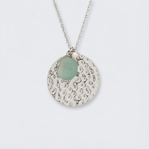 Collier amazonite multicolore en argent rhodié 925