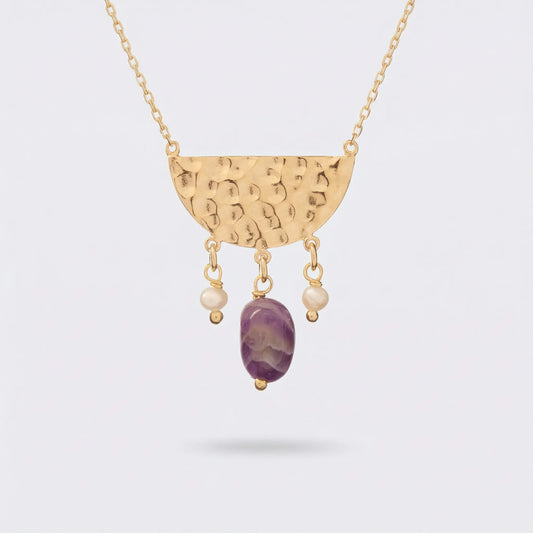 Collier améthyste multicolore en argent doré 925